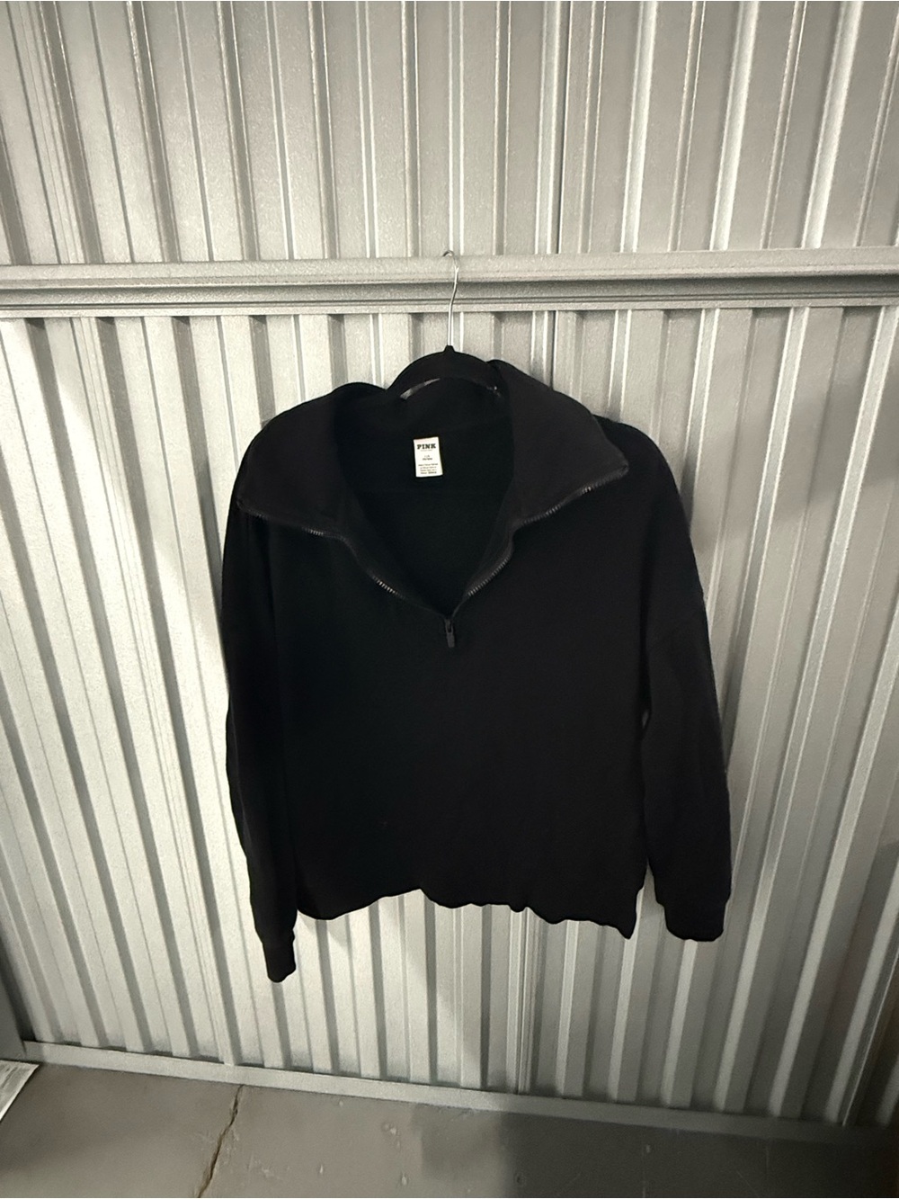 PINK Victoria's Secret Black Quarter-Zip Crew Sweater